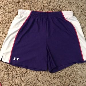 Purple Under Armour™️ basketball shorts.